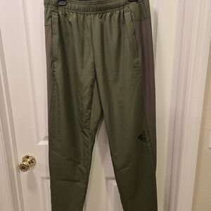 NWOT Adidas L Men's Olive Green Track Pants with Dark Olive Panels